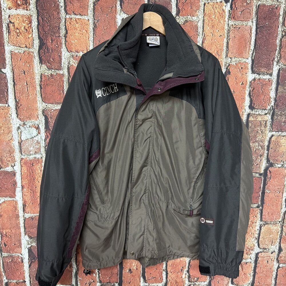 Vintage Cinch Men’s 2 In 1 Jacket Removable Fleece Sweater Liner Brown Large